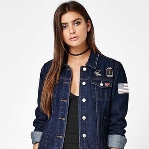 Kendall & Kylie Dark Wash Denim Jacket w/ Patches